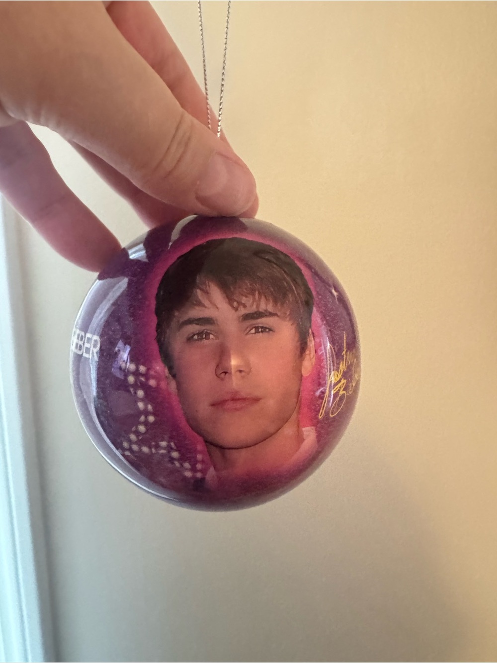 Justin Bieber purple Ball Christmas Ornament